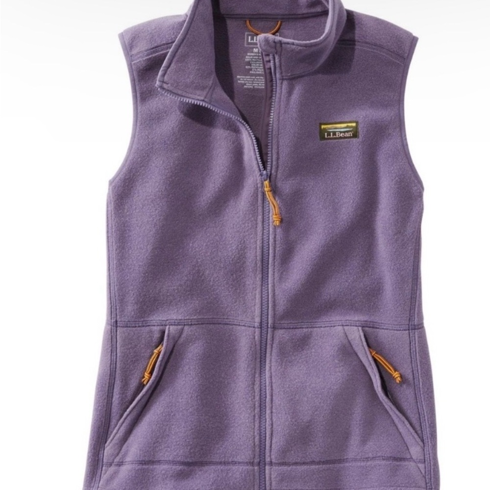 LL Bean Mountain Classic Women’s Fleece Vest Purple Lavender Med Petite Full Zip